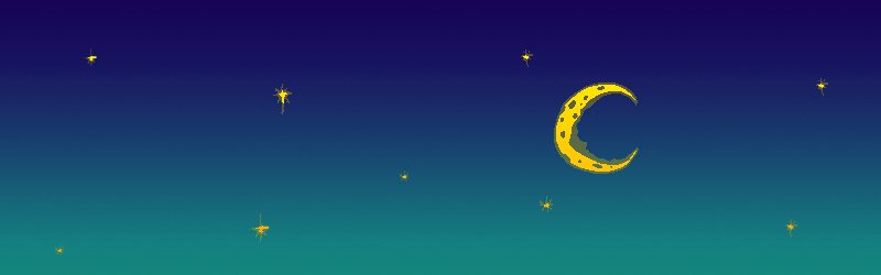 an image of a moon and stars on a gradient blue background